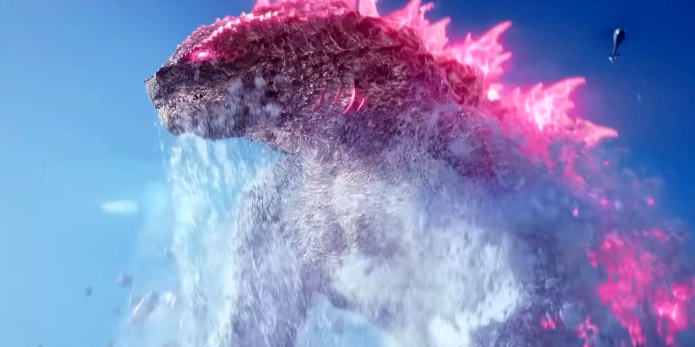 Godzilla Emergindo da Água em Godzilla x Kong O Novo Império