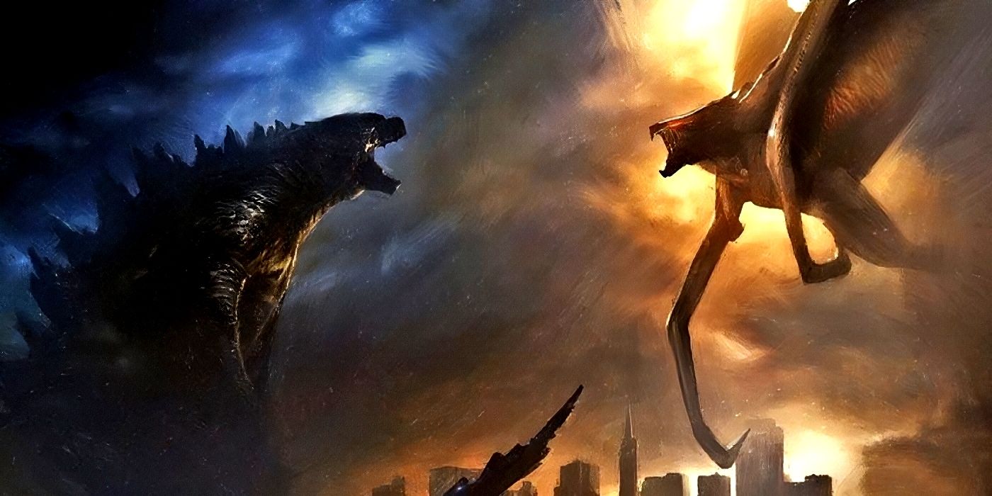 Godzilla enfrentando um MUTO de Godzilla 2014
