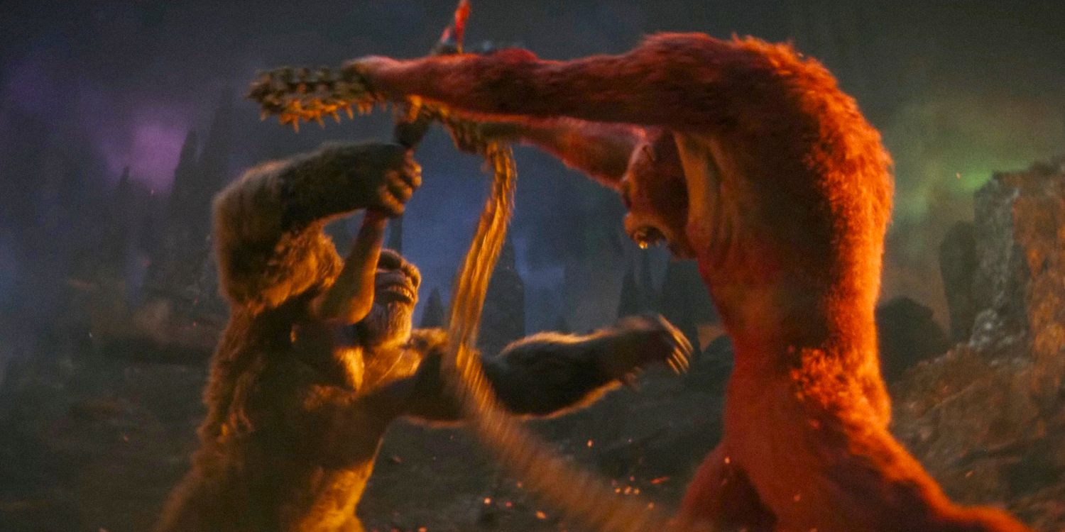 Kong and Skar King fighting in Godzilla x Kong The New Empire