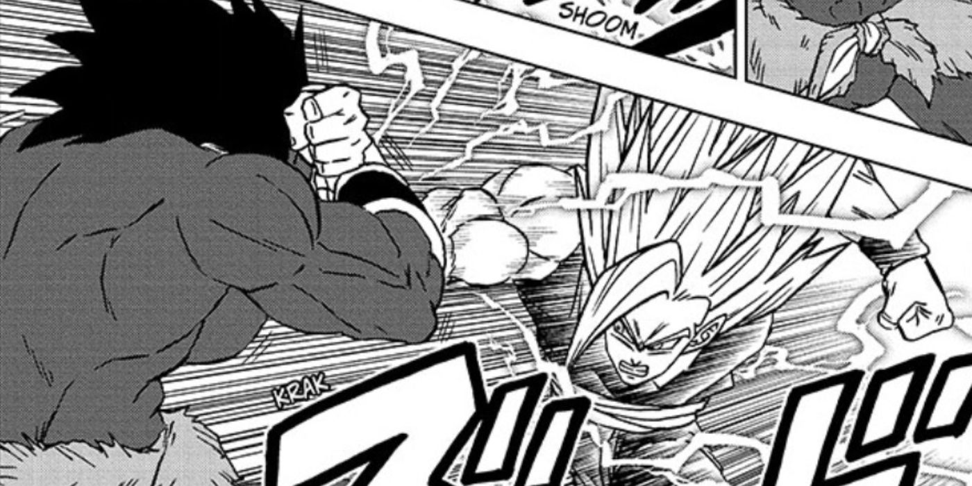 Gohan Beast de Dragon Ball Super dando um soco em Broly.