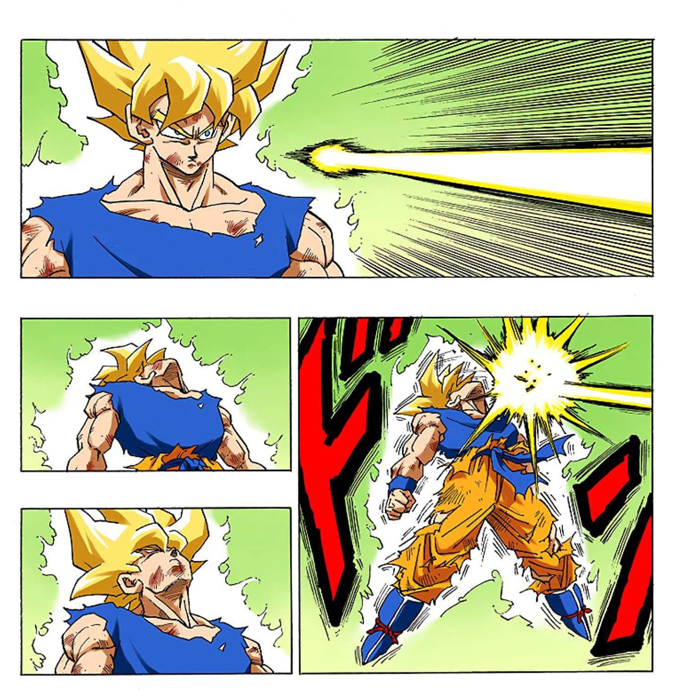 Goku gets hit by Frieza’s beam in Dragon Ball chapter 319