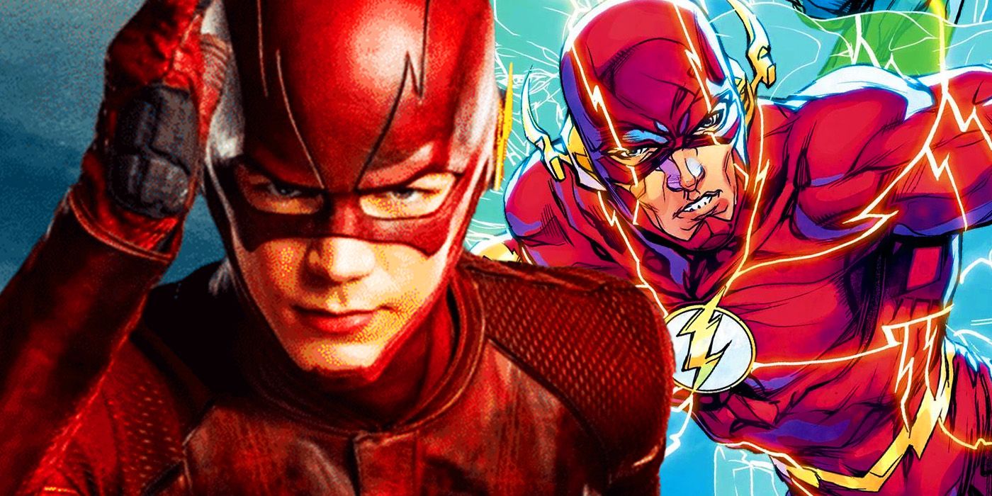 Grant Gustin as Barry Allen in The Flash and the Flash running in DC Comics