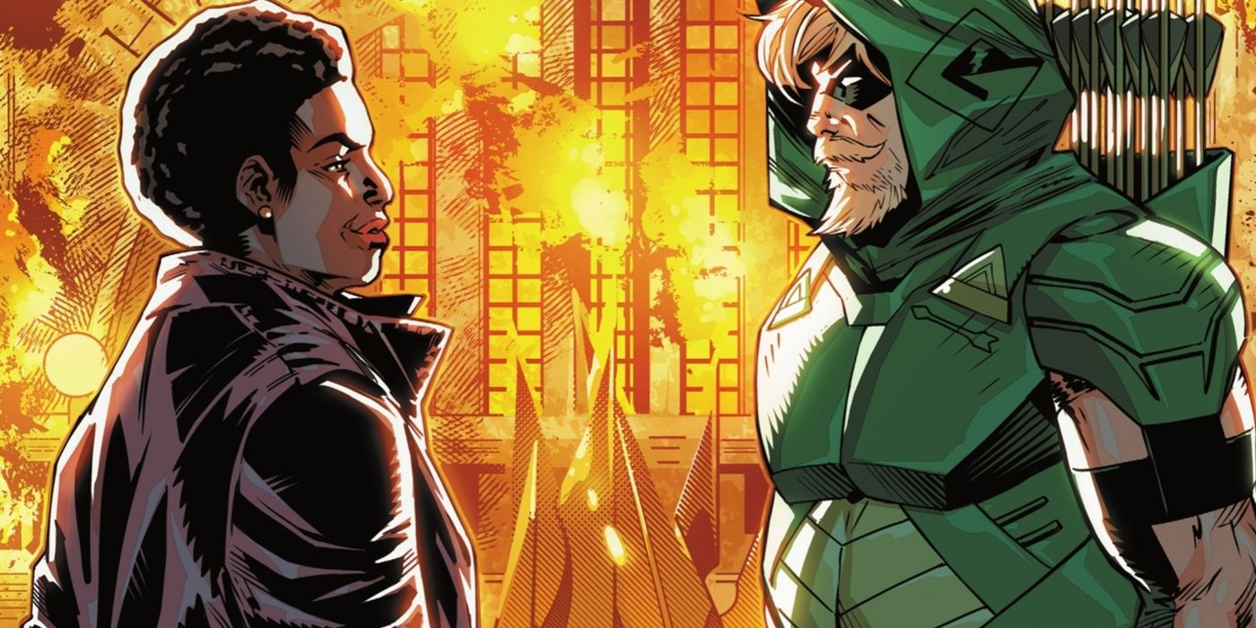 Arqueiro Verde e Waller fecham acordo em frente ao Burning Hall of Justice DC
