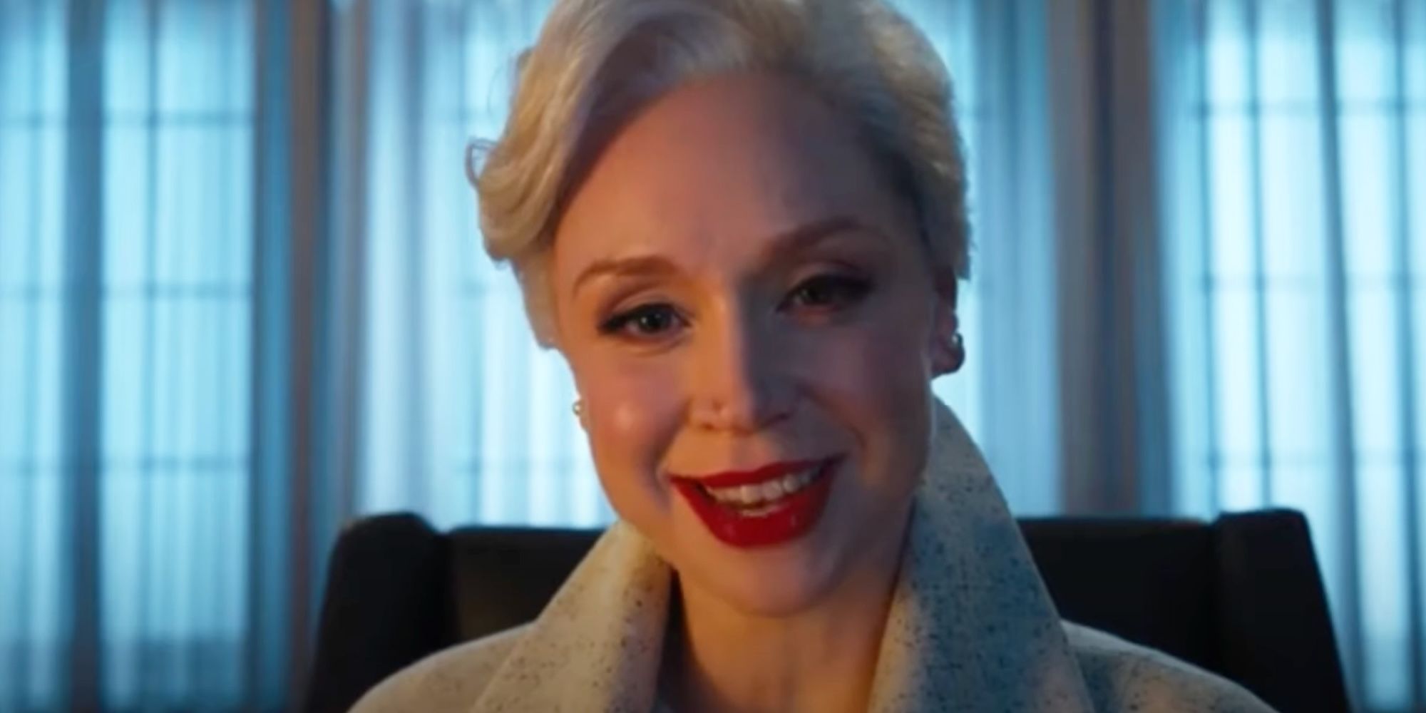 Gwendoline Christie as Weems smiling in Wednesday