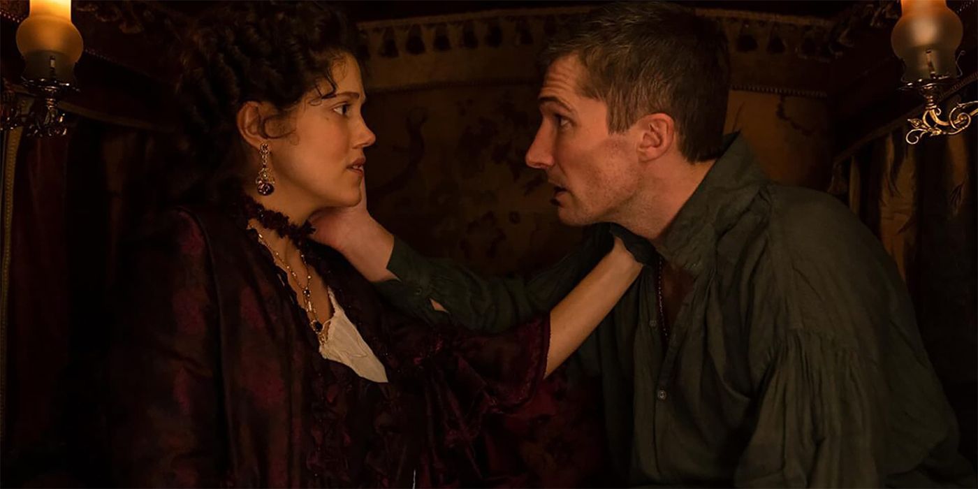 gwilym lee caressing a woman's face in The Great