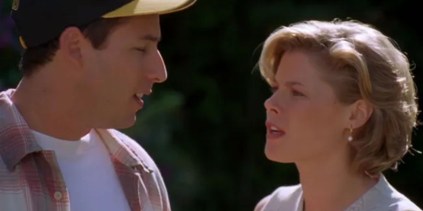 Adam Sandler as Happy Gilmore and Julie Bowen as Virginia in Happy Gilmore