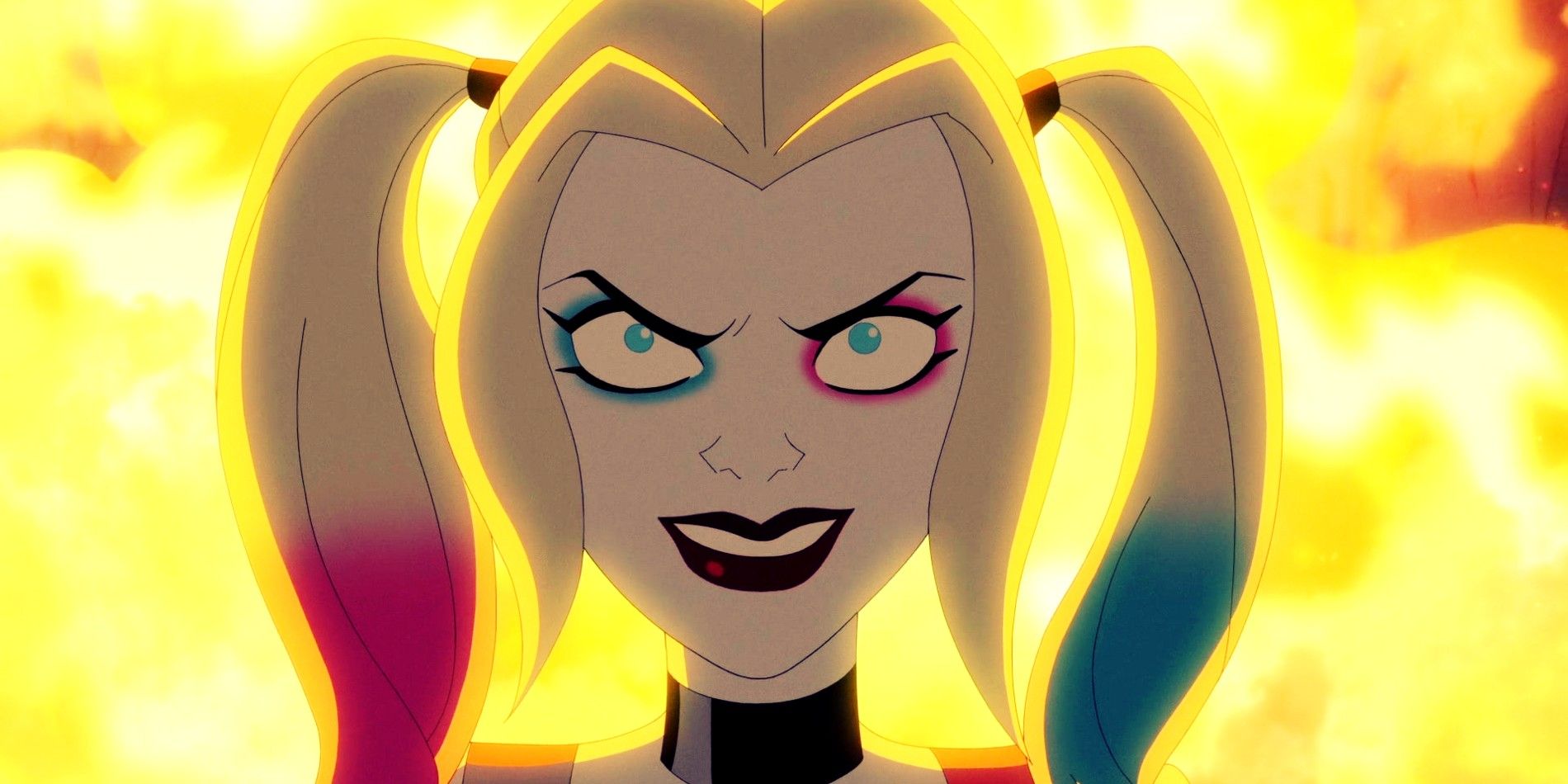 Harley Quinn Grinning In Front Of An Explosion In Harley Quinn Season 4 Episode 10