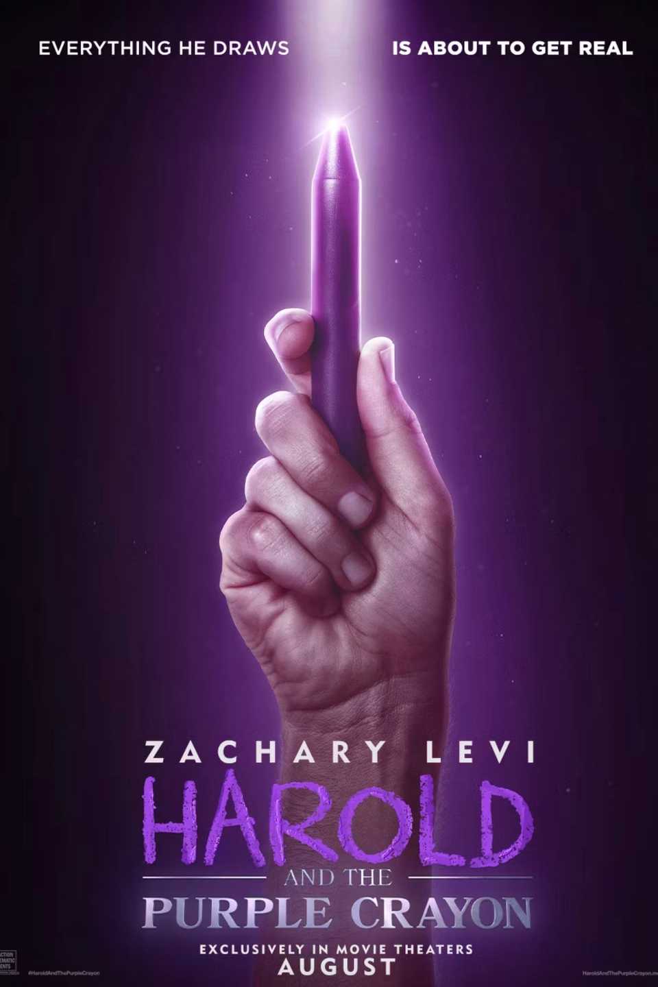Harold and the Purple Crayon Movie Showing a Hand Holding a Glowing Crayon