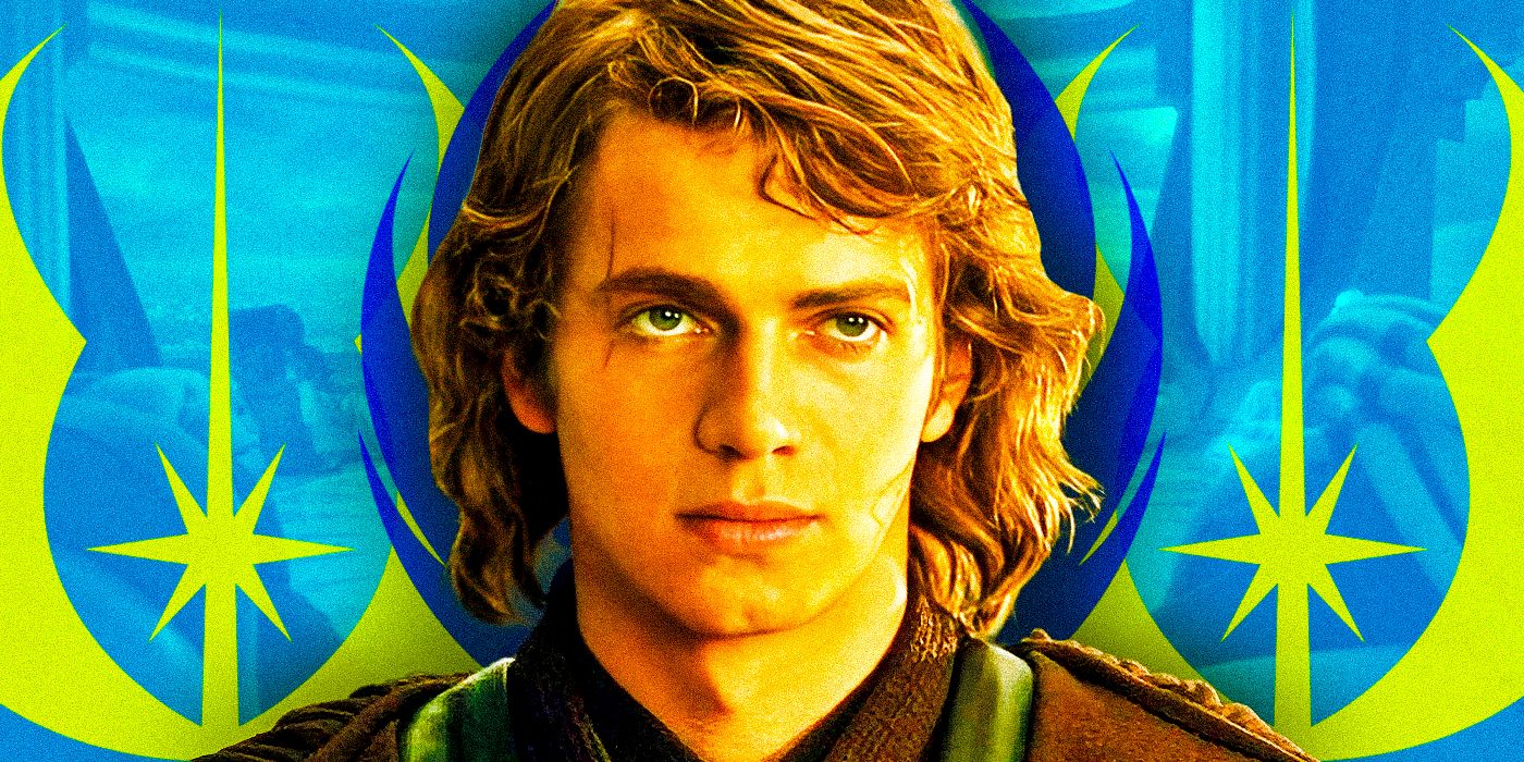 Hayden Christensen as Anakin Skywalker -from Star Wars Episode III Revenge-of-the-Sith-and--Jedi-Council-and--Jedi-Order-symbol