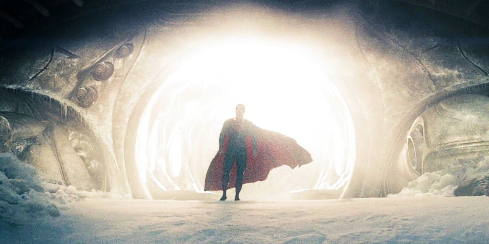 Henry Cavill's Superman Stepping Through The Doorway To The Fortress Of Solitude Framed In Light In Man of Steel