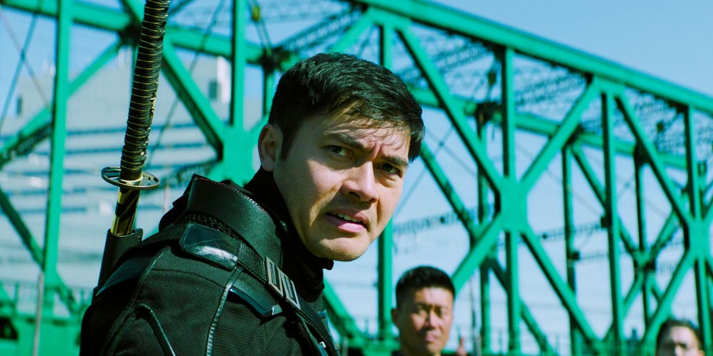 Henry Golding looking angry in Snake Eyes
