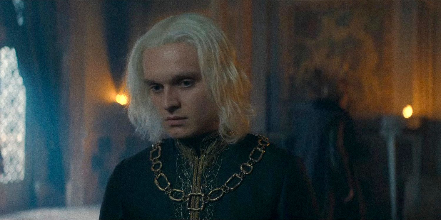 Aegon II Targaryen with a serious expression in House of the Dragon season 2