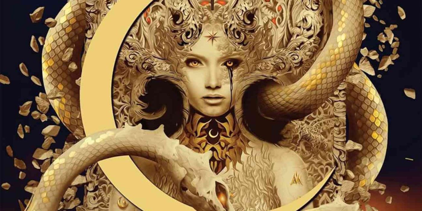 House Of Flame & Shadow Cover featuring a golden woman with snakes