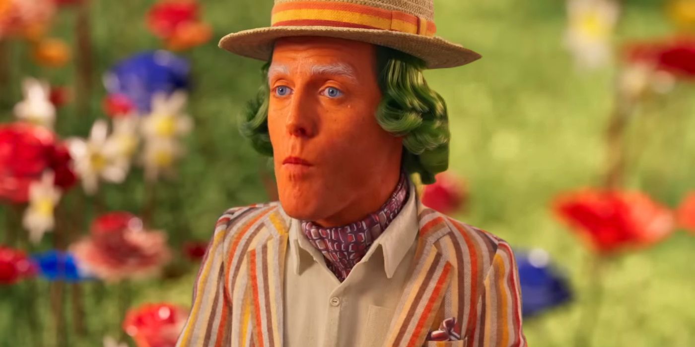 Hugh Grant as Lofty the Oompa Loompa Looking Unimpressed in Wonka