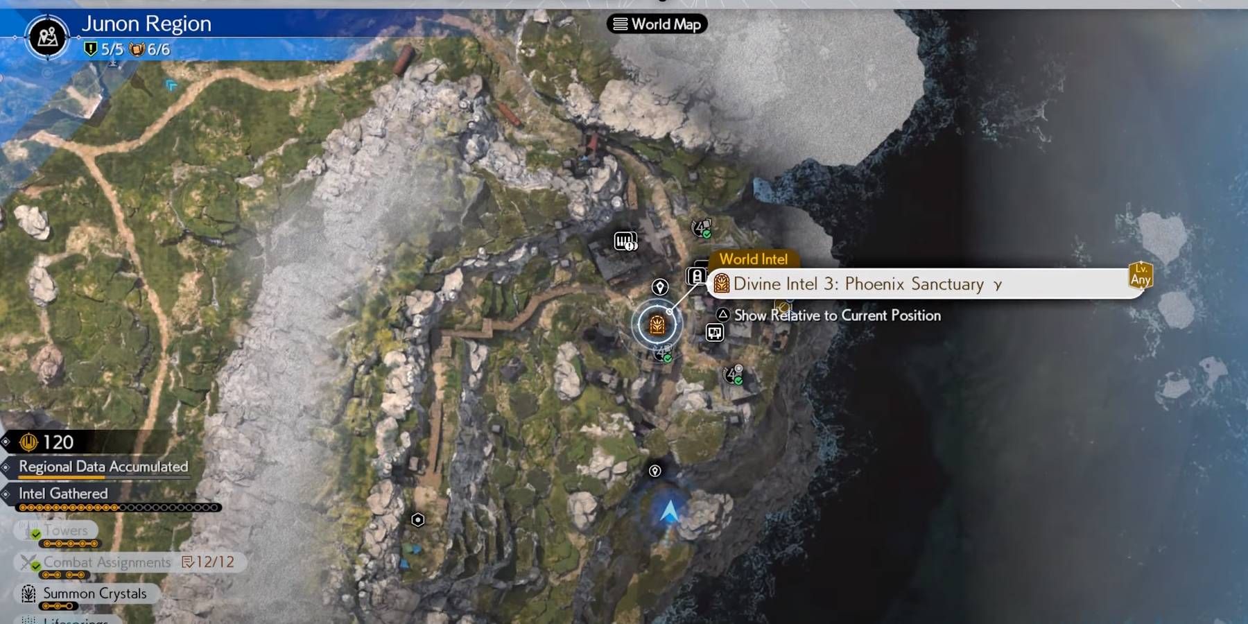 FF7 Rebirth Phoenix Sanctuary Gamma Divine Intel location on Junon map