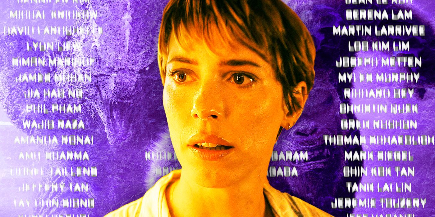 Rebecca Hall from Godzilla X Kong The New Empire with credits behind her