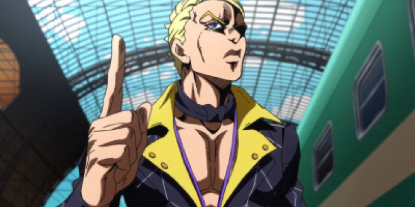 Prosciutto pointing in Jojo's Bizarre Adventure