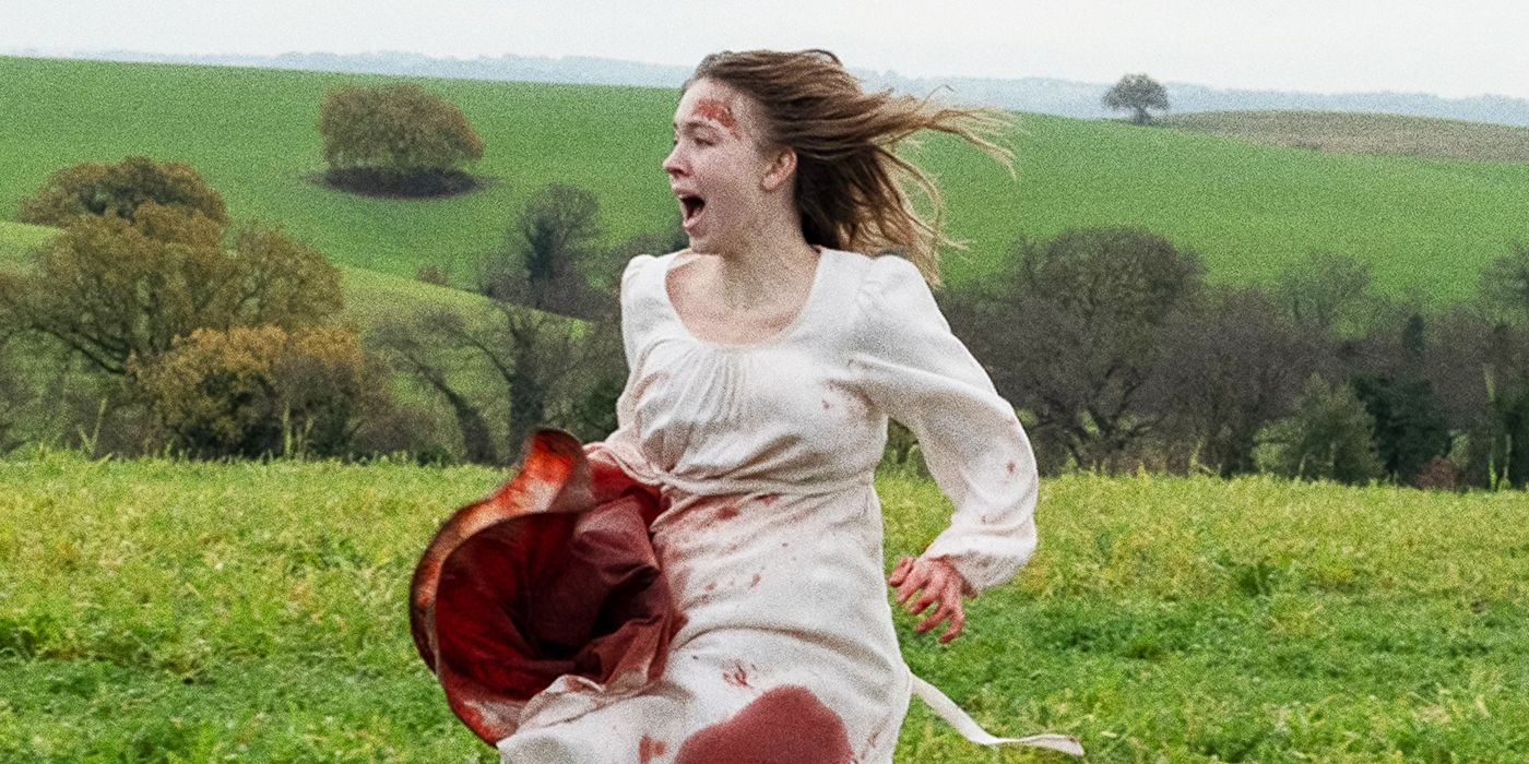 Immaculate poster Cecilia running with a bloodied white dress