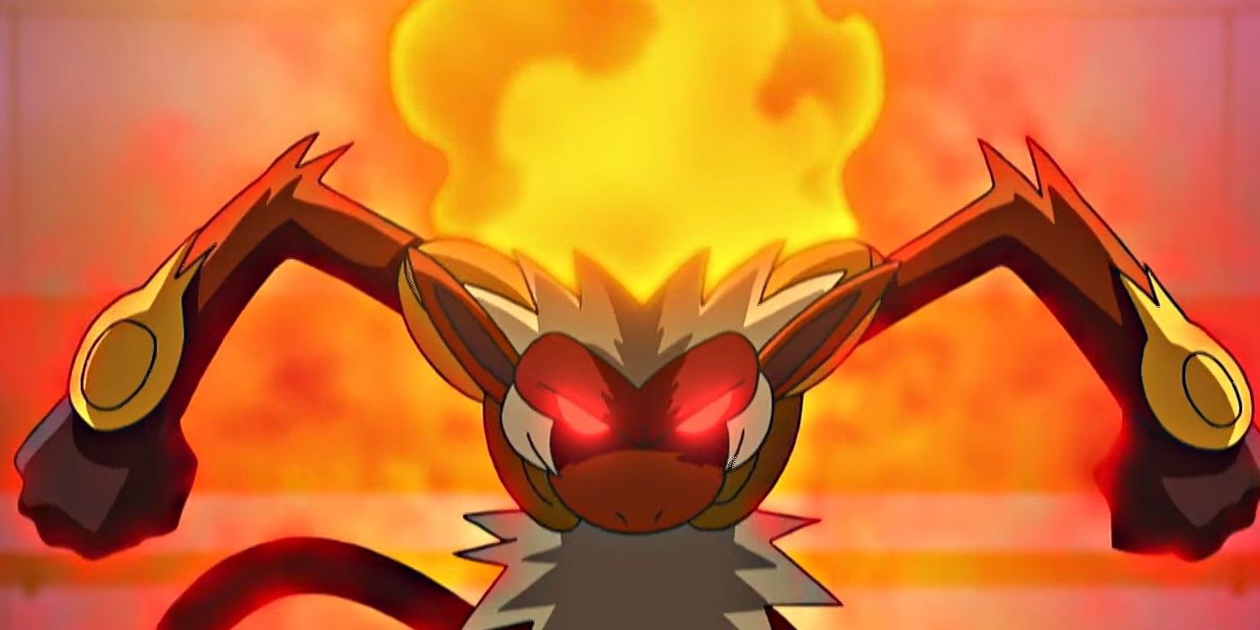 Infernape's Blaze ability activates in Ash's battle against Volkner