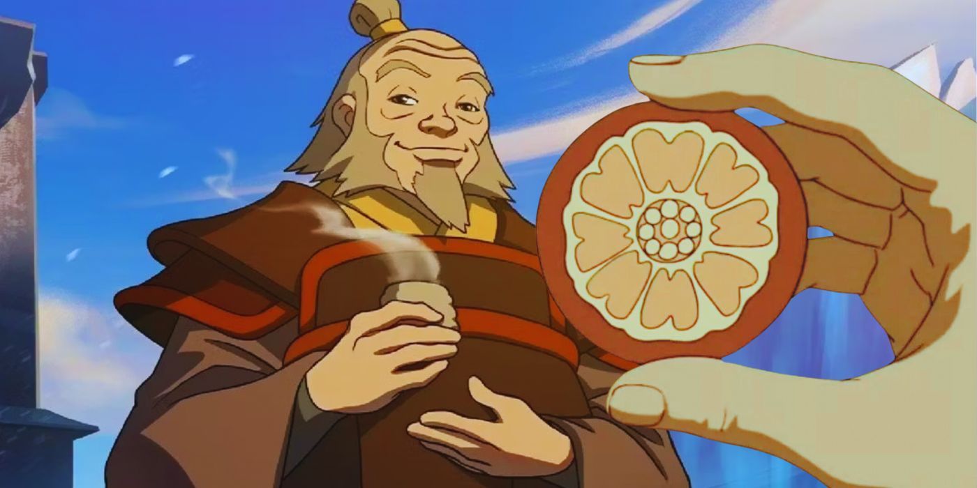 A composite image features Uncle Iroh alongside a hand holding a Pai Sho tile in the animated Avatar: The Last Airbender