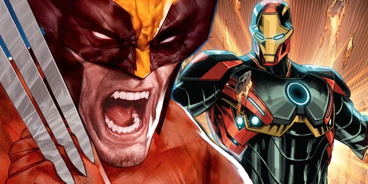 Iron Man Mysterium Armor and Wolverine yelling