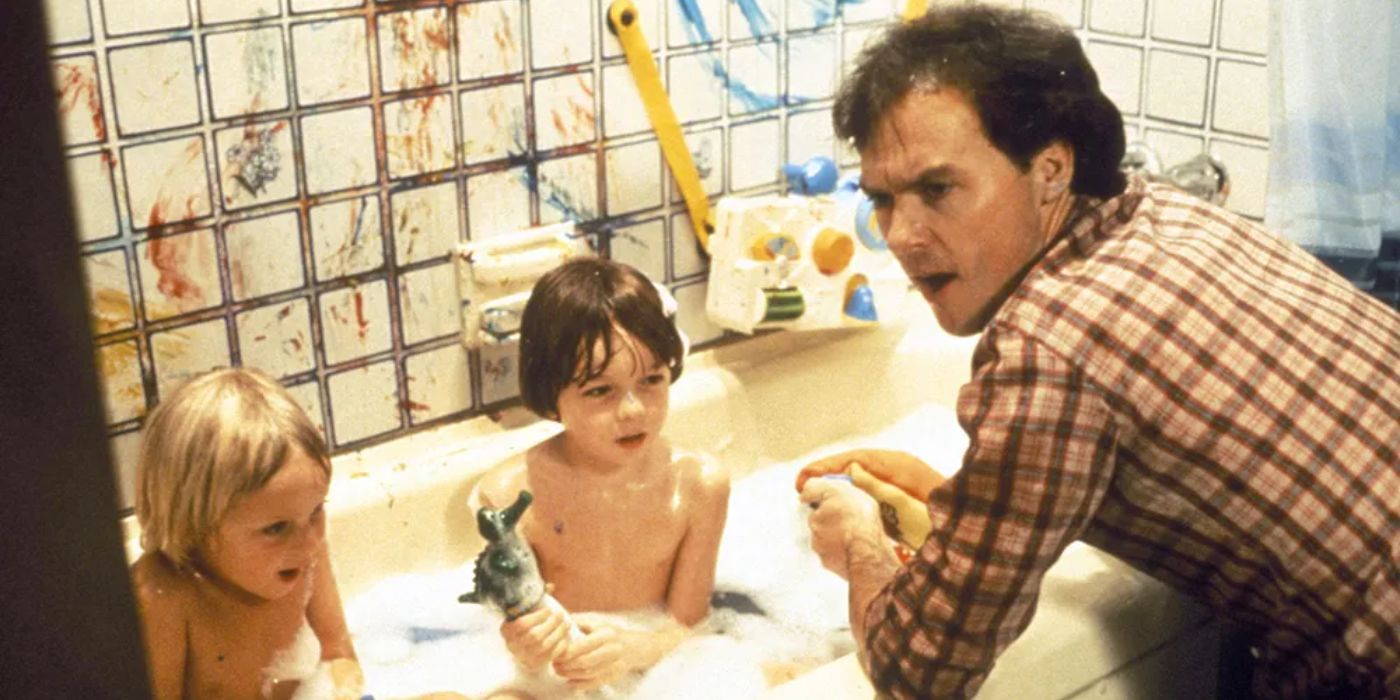 Jack giving his kids a bath in Mr. Mom