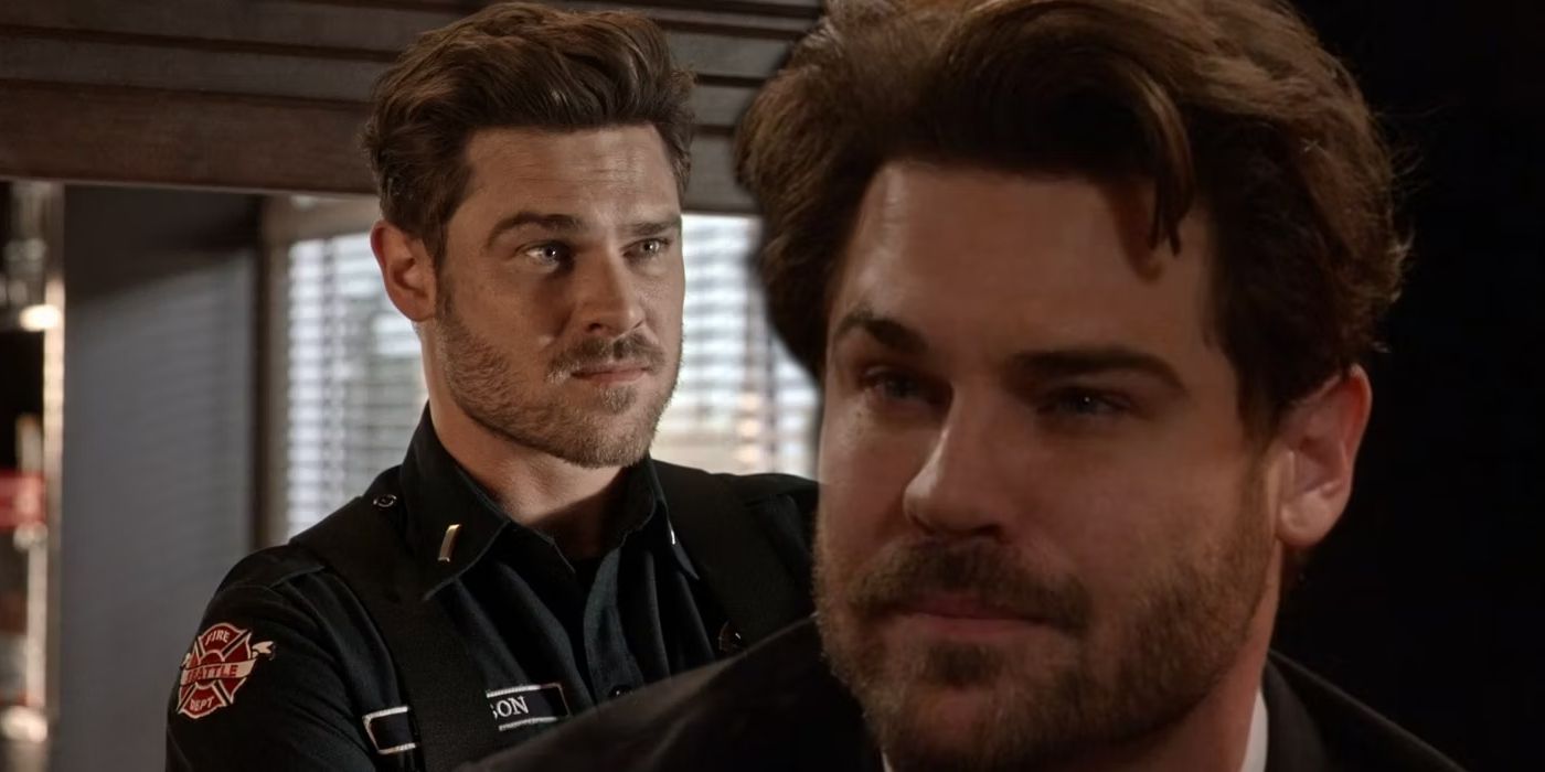 Jack in Uniform Next to Jack Looking in Pain in Station 19