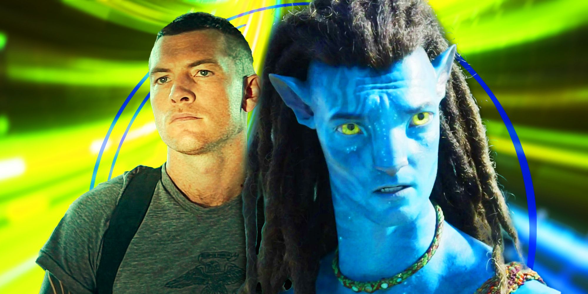 Jake Sully in Na'vi and Human form from Avatar