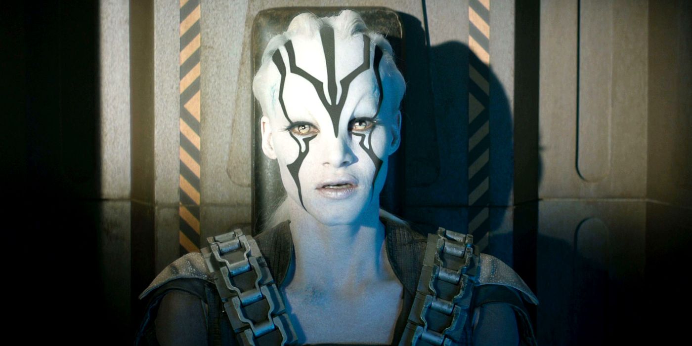 Sofia Boutella as Jaylah with Light on her face in Star Trek Beyond