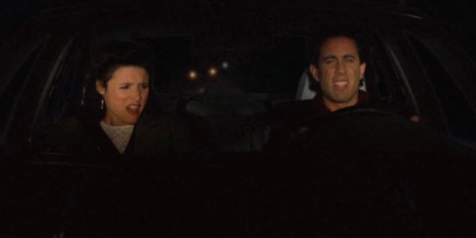 Jerry and Elaine in a smelly car in Seinfeld