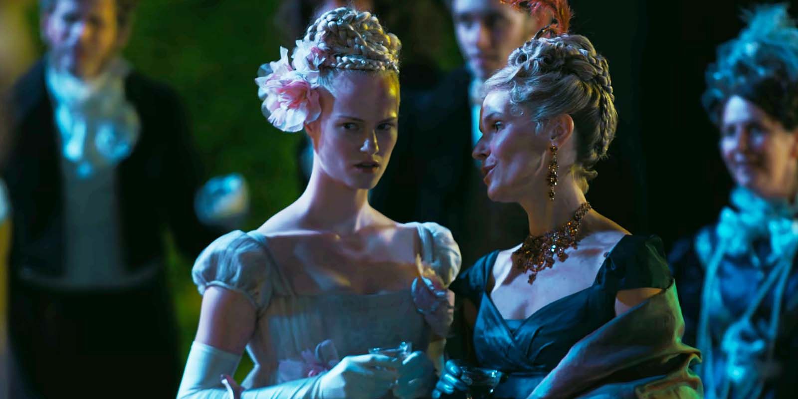 Jessica Madsen as Cressida Cowper and Joanna Bobin as Lady Cowper in Bridgerton season 1