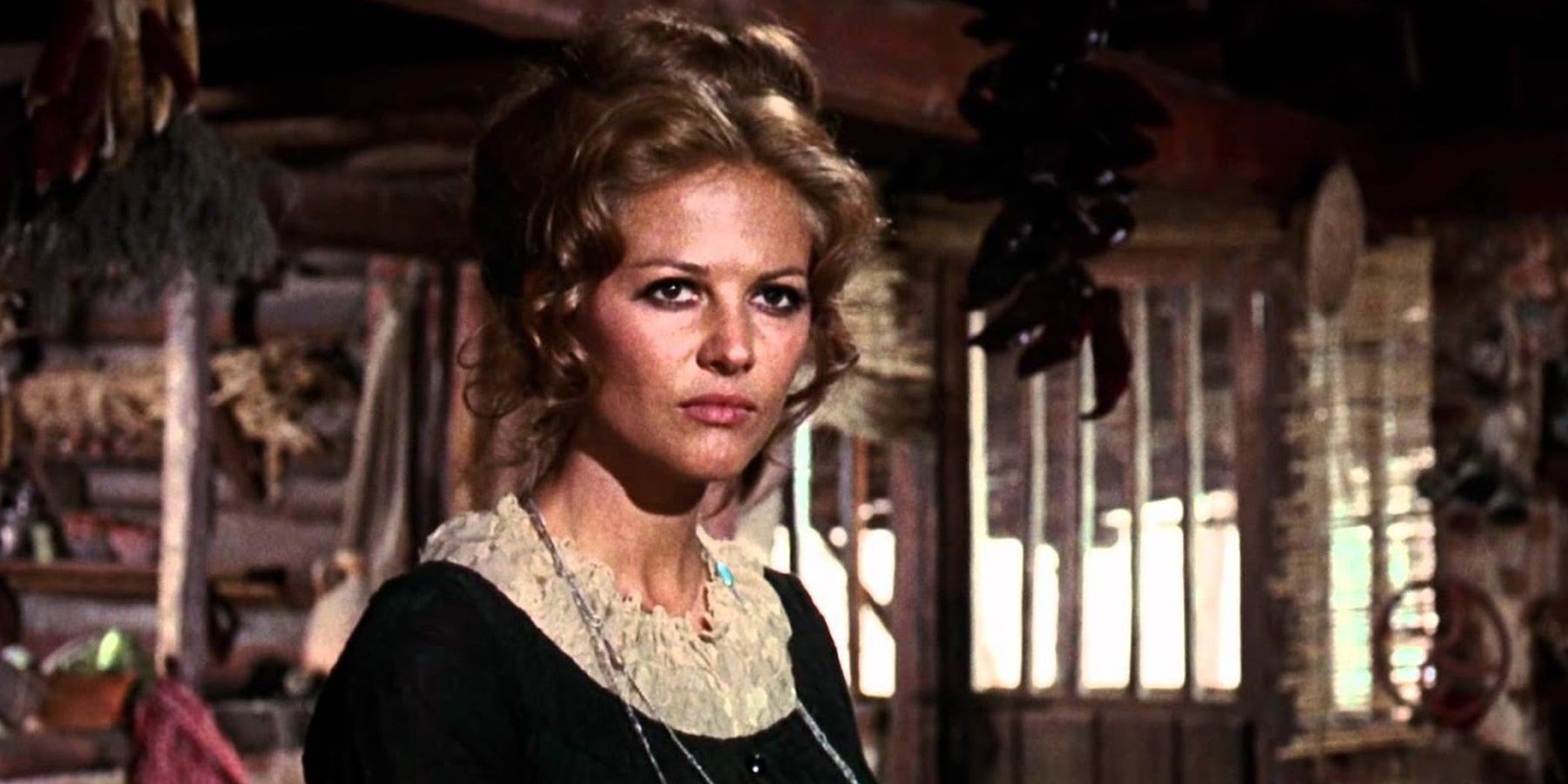Jill looking off-screen in Once Upon a Time in the West