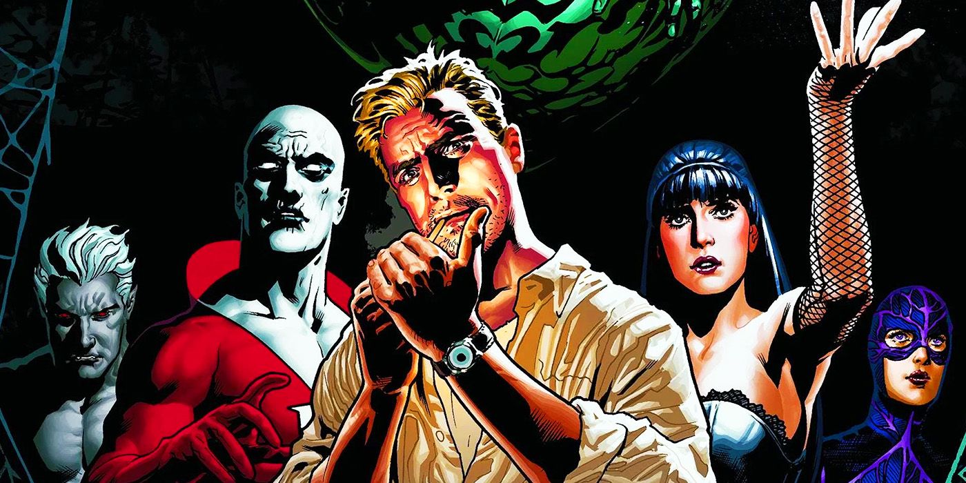 John Constantine fumando com a Liga da Justiça Sombria na DC Comics