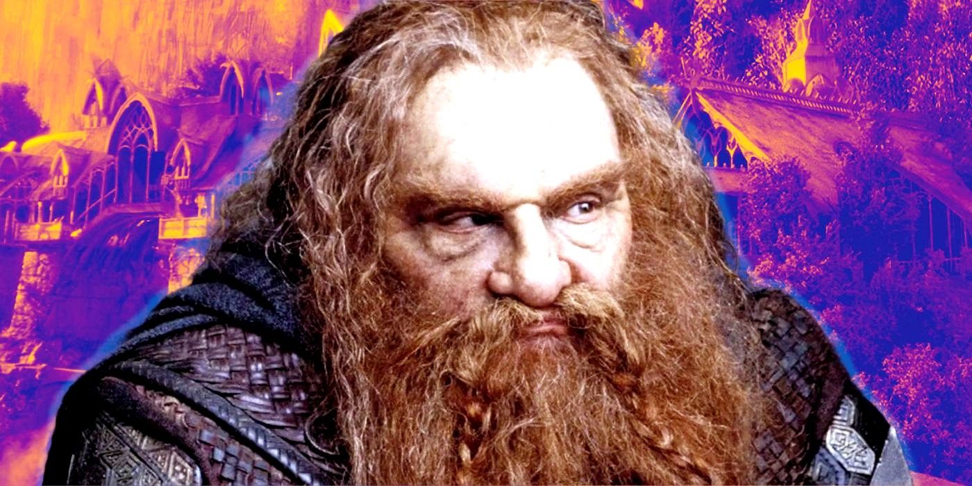 John Rhys-Davies as Gimli from LoTR with Rivendell in the background