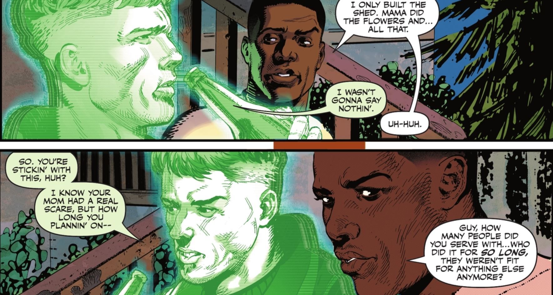 John Stewart e Guy Gardner falam sobre John deixando os Lanternas Verdes DC