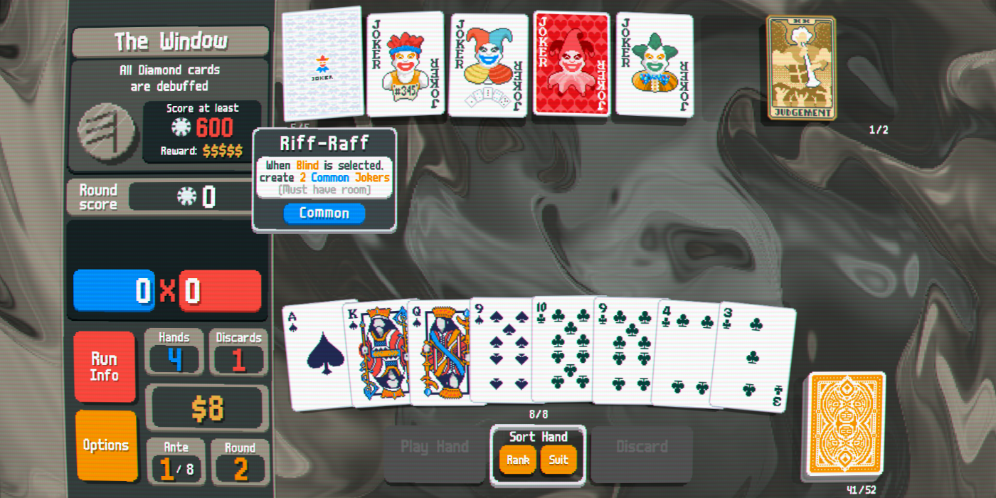 Joker card available to use in the player's gameplay in Balatro.