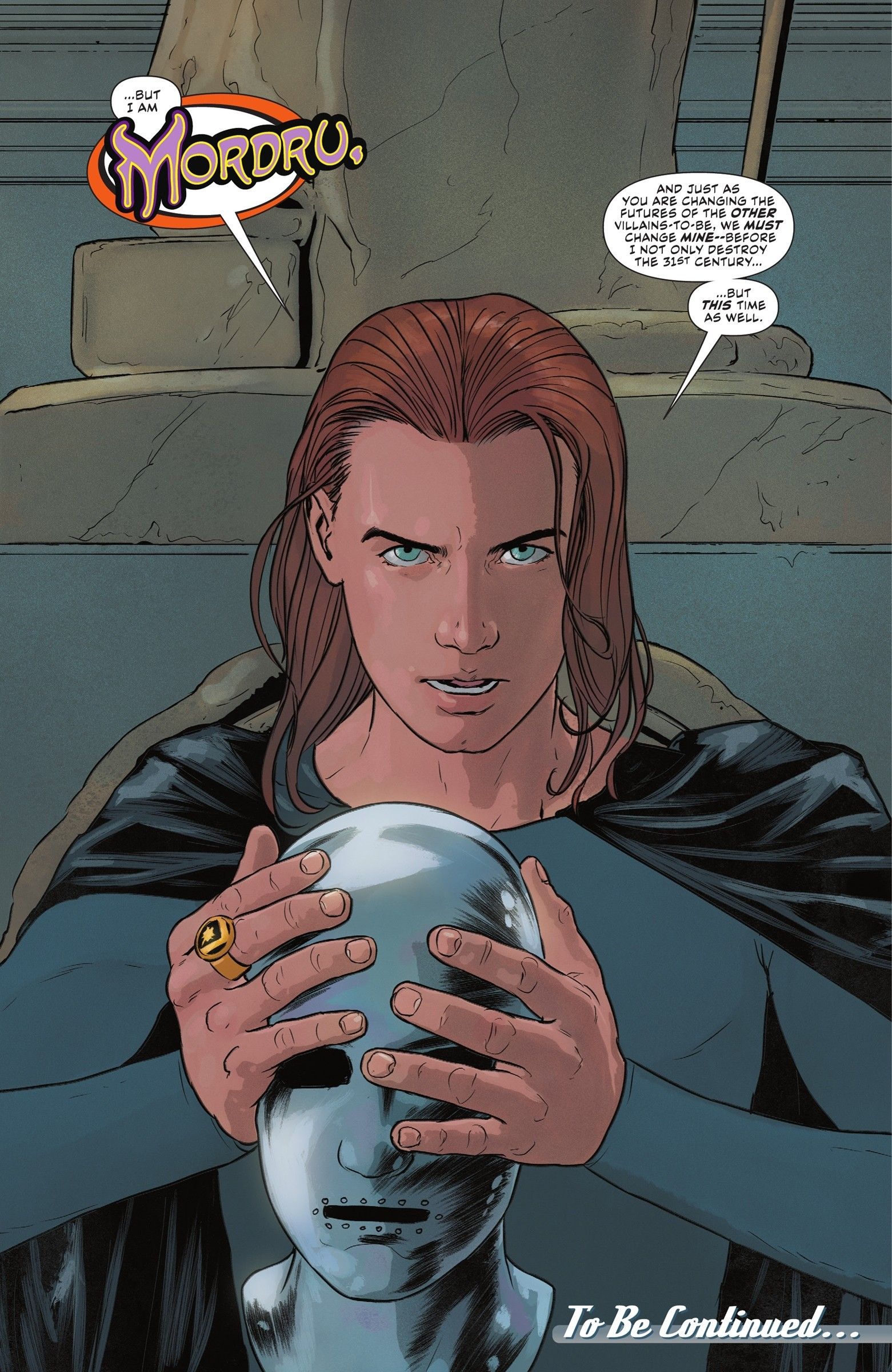 Legionnaire removes his helmet, revealing himself to be a young Mordru