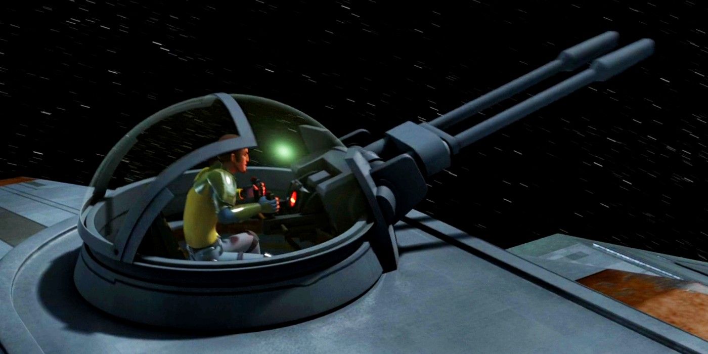 Kanan equipa a torre do Fantasma em Star Wars Rebels, temporada 1, episódio 1, "Spark of Rebellion".