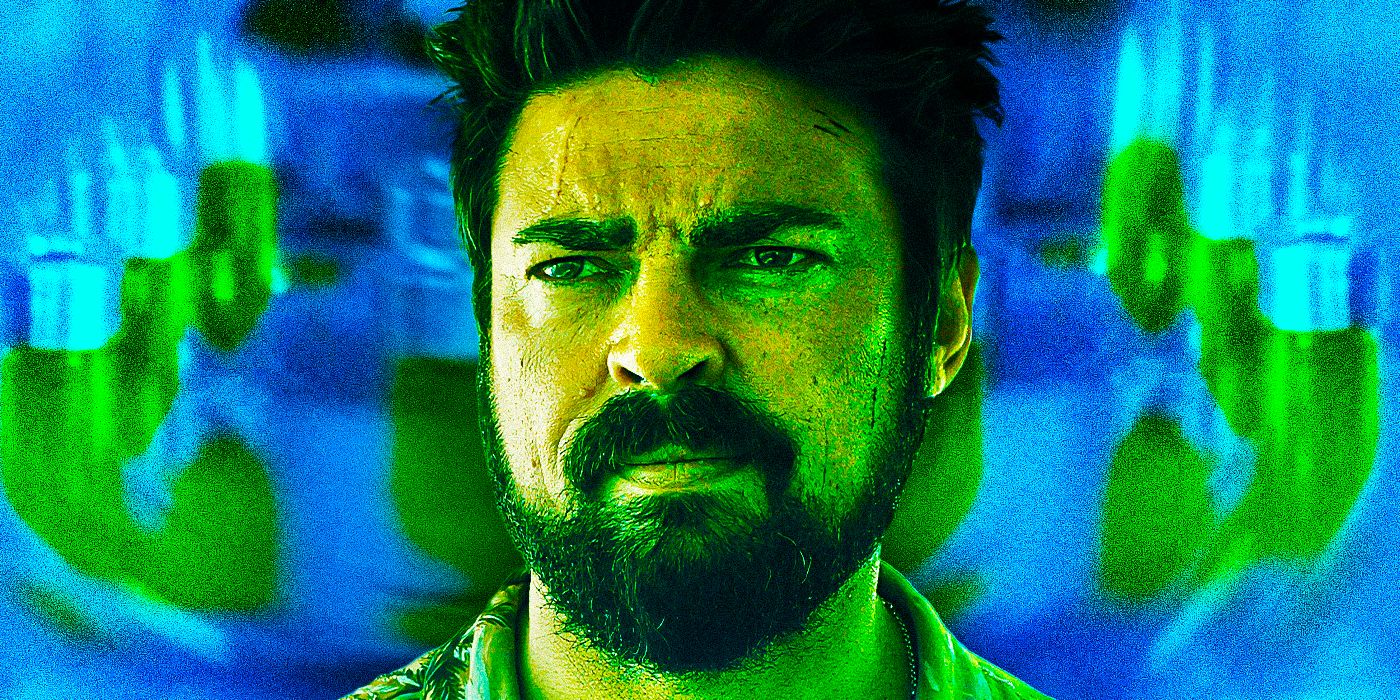 Karl Urban As Billy Butcher from The Boys with a green and blue background