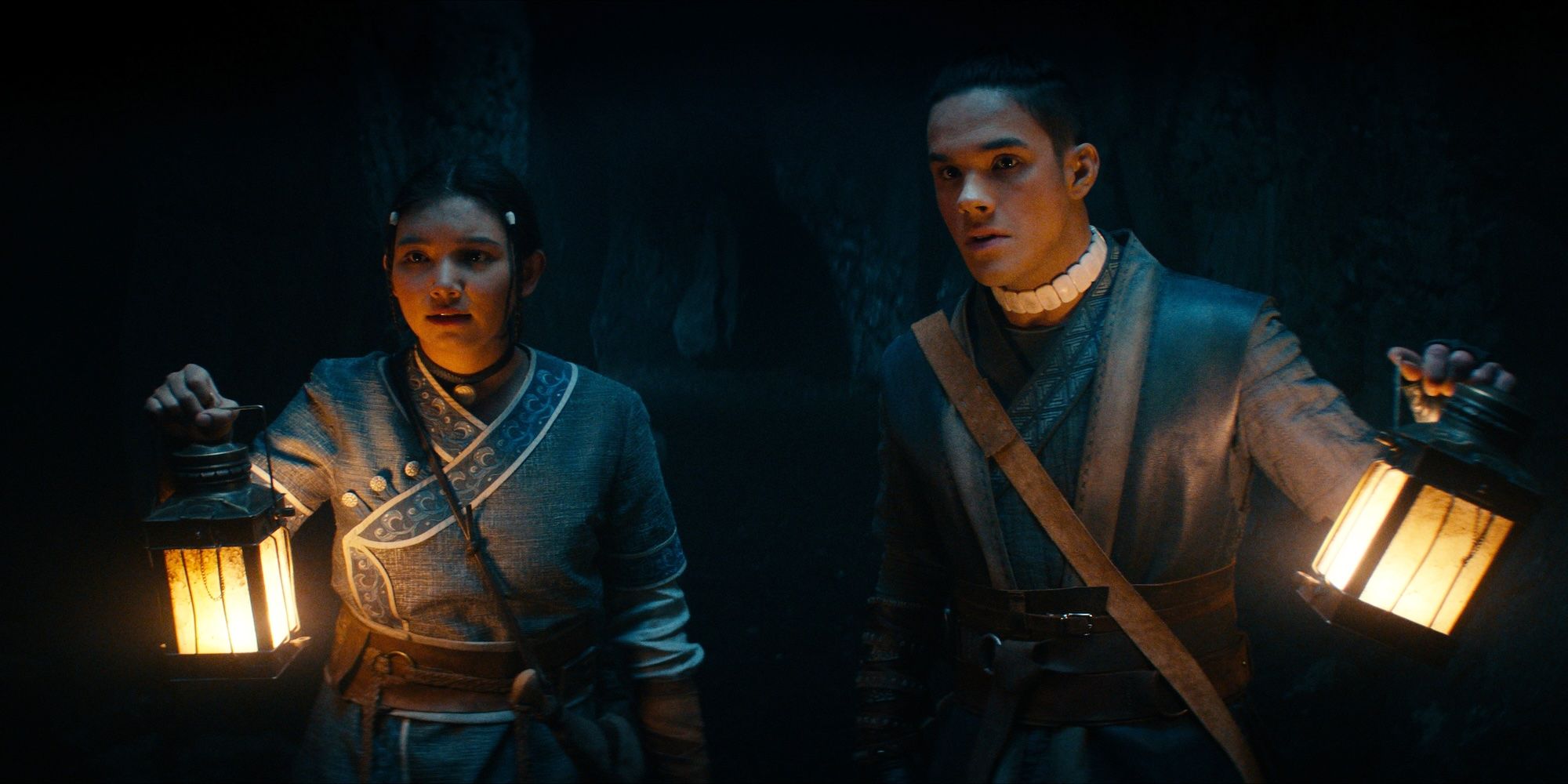 Katara and Sokka in the tunnels in Netflix's Avatar