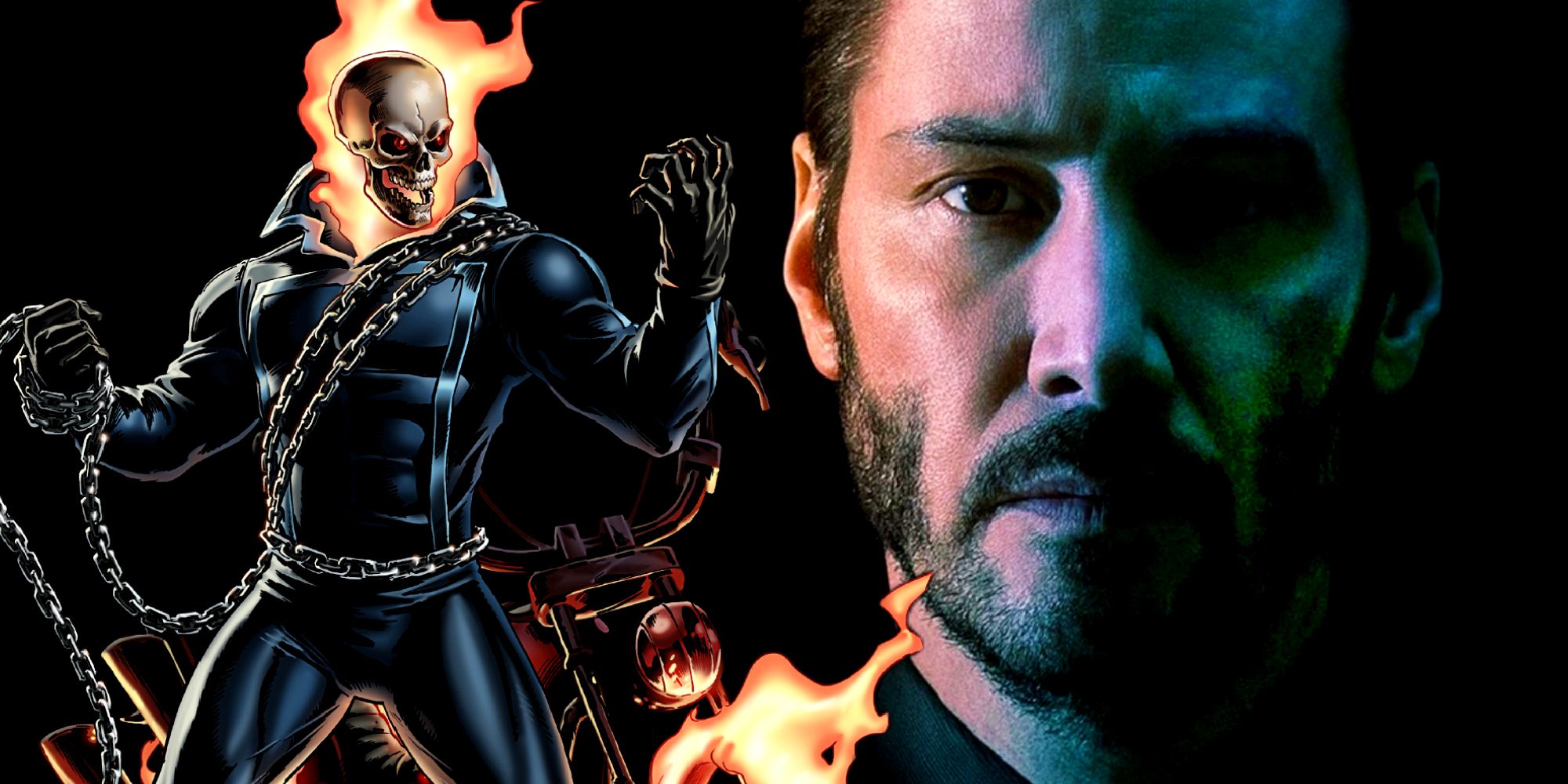 Keanu Reeves as John Wick and Ghost Rider in Marvel Comics