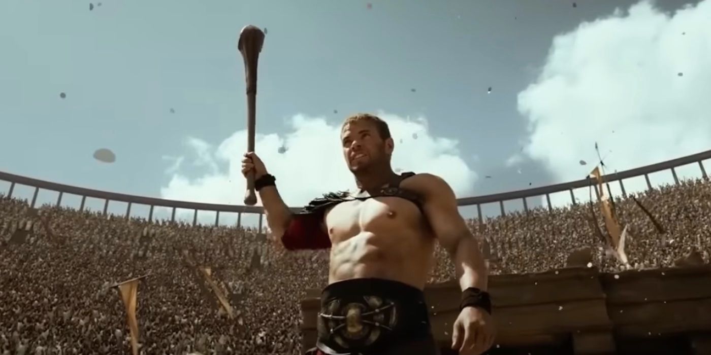 Kellan Lutz in the arena battle during The Legend of Hercules