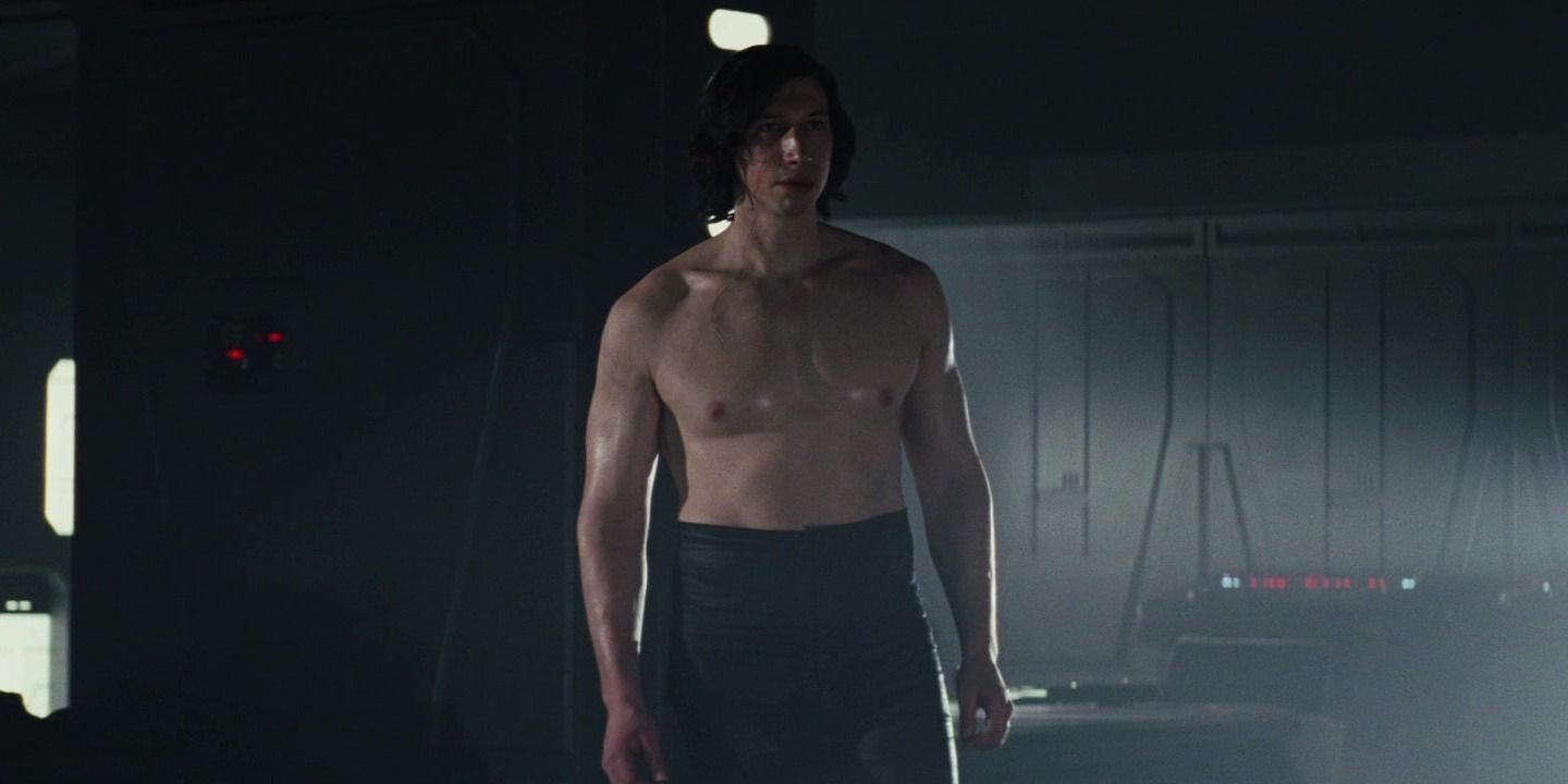 Kylo Ren standing shirtless in The Last Jedi