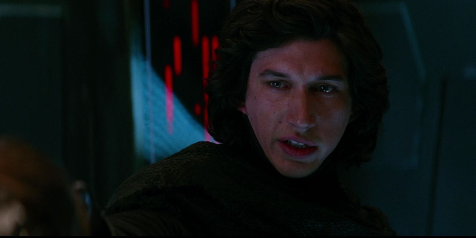 Kylo Ren looking concerned in The Force Awakens