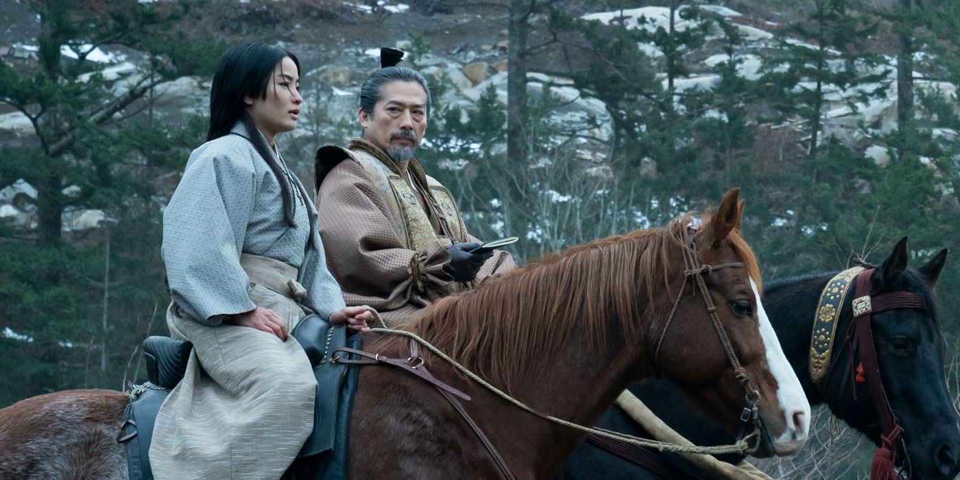 Lady Mariko and Lord Toranaga in horses