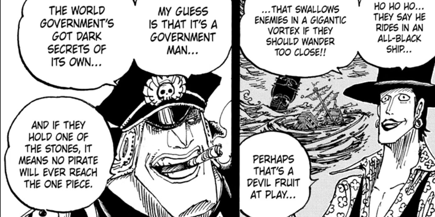 Lafitte and Shiryu talk about the man marked by flames in one piece chapter 1081