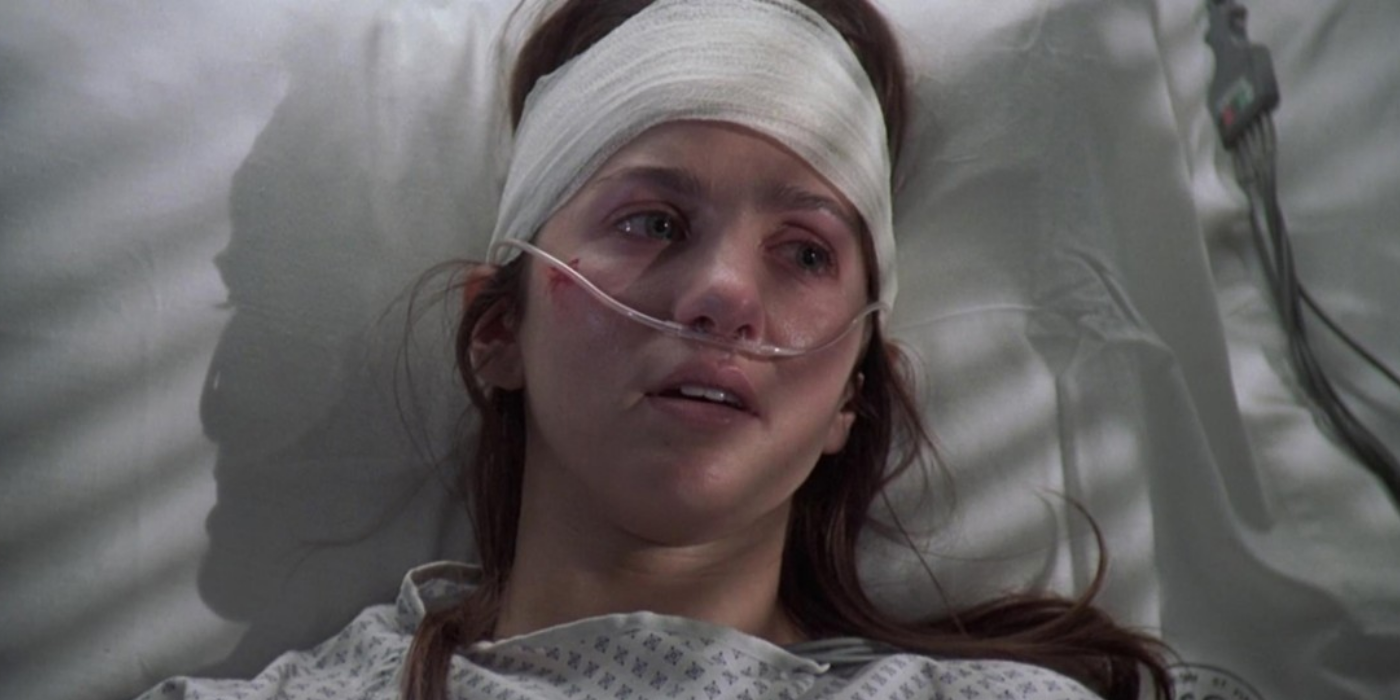 A young woman in a hospital bed in Law and Order SVU Season 3, Episode 11, Monogamy