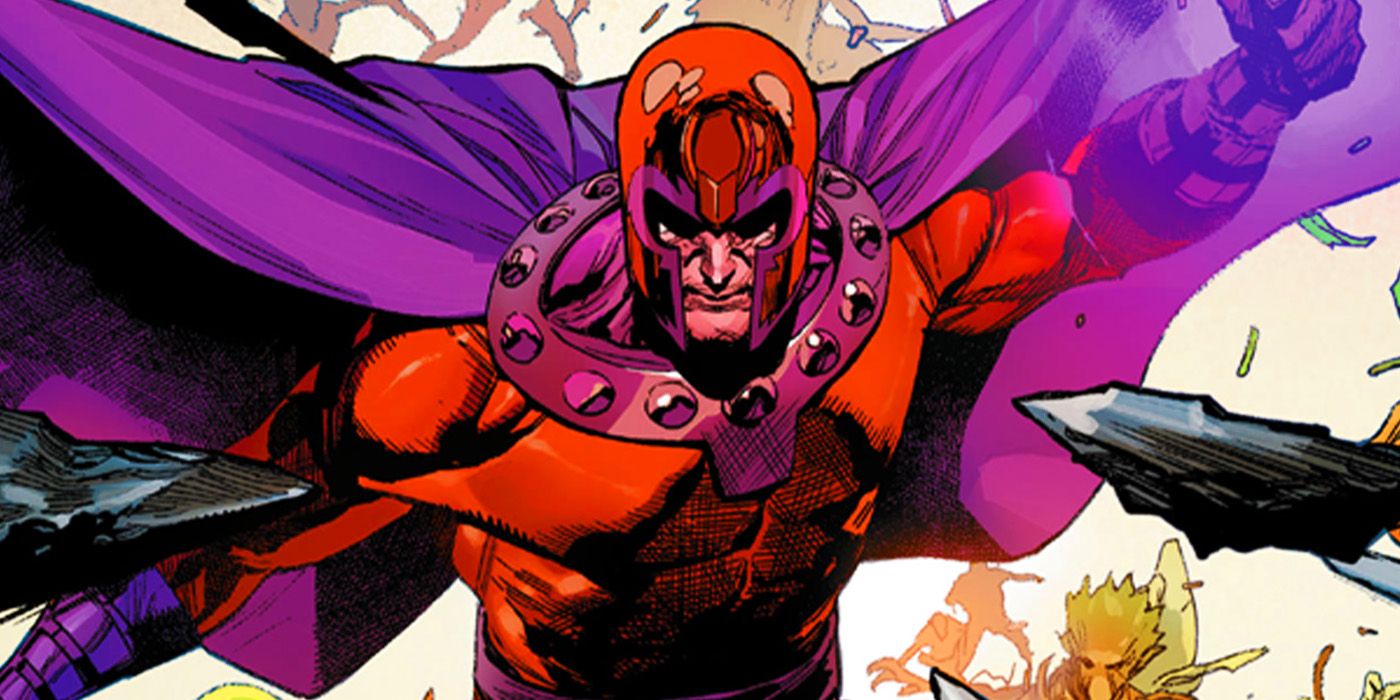 Magneto with his classic helmet and cape in Marvel Comics.
