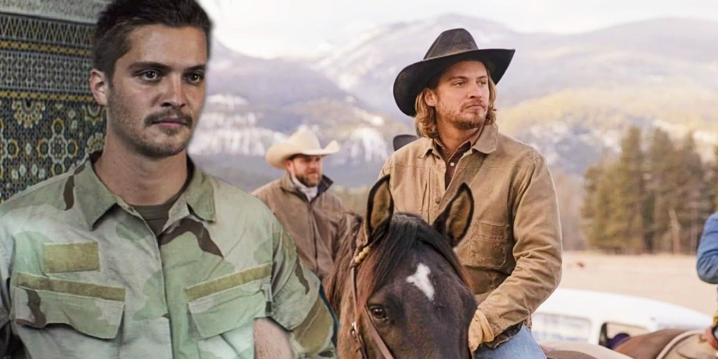 Blended image of Luke Grimes in American Sniper and Yellowstone