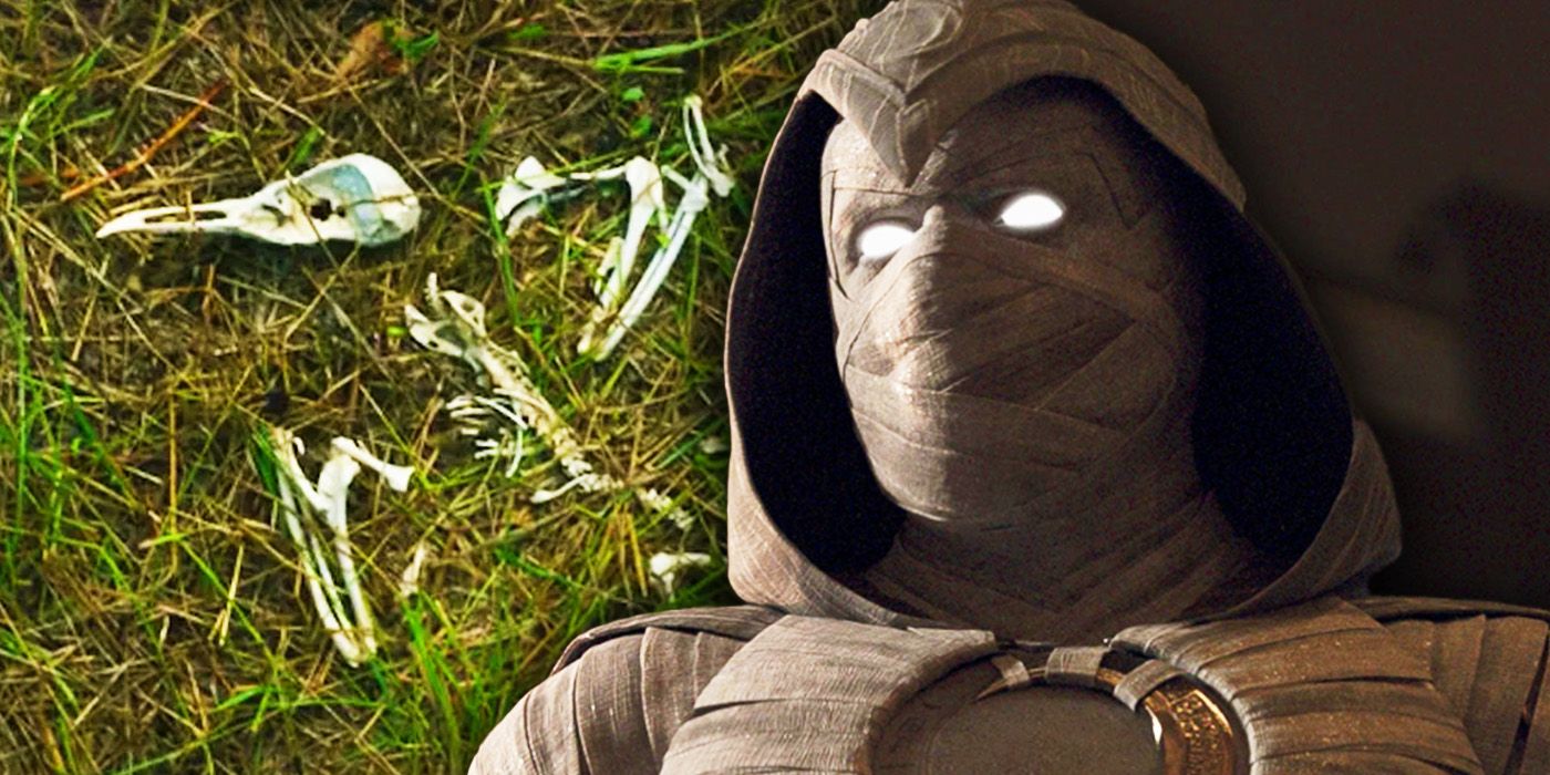 Marc Spector's Moon Knight in the MCU with bird bones looking like Khonshu in a flashback